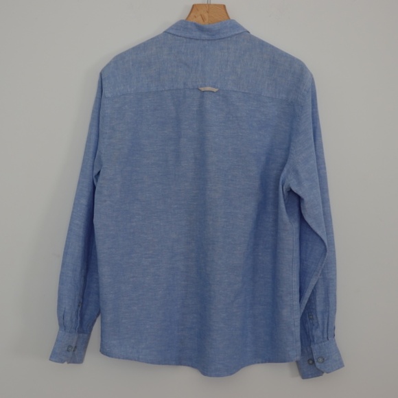 Report Collection Linen/Cotton Mens Long Sleeve Shirt Size M - Picture 4 of 5